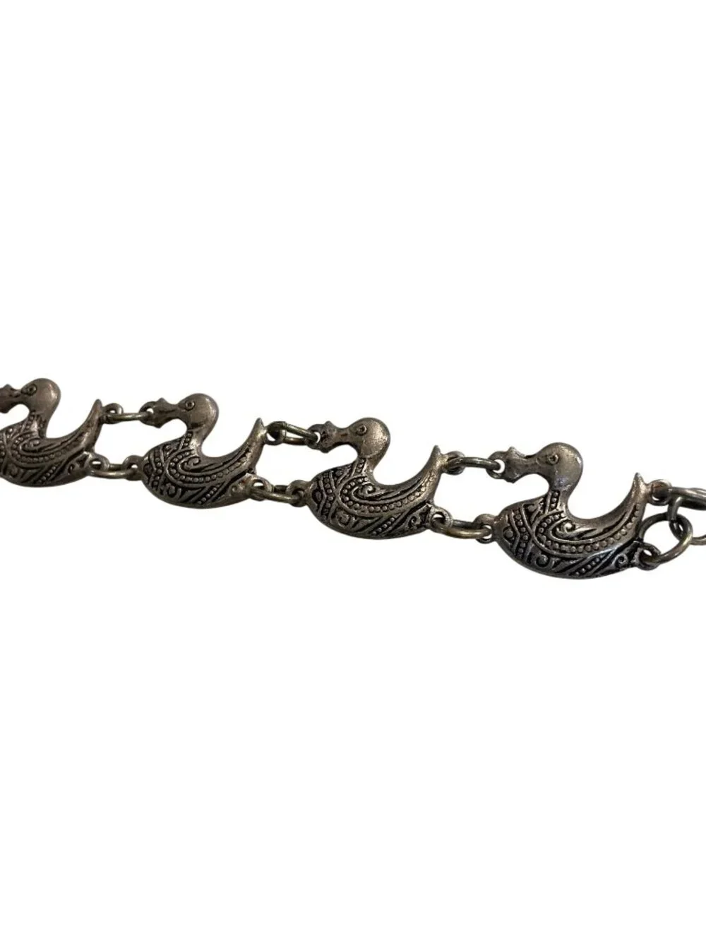 Vintage Sterling Silver Duck Link Bracelet 7-Inch 7.6g Made In Spain - Picture 9 of 9